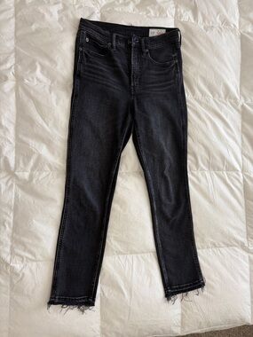 GAP High Rise Vintage Slim Washed Black Jeans with Raw Hem